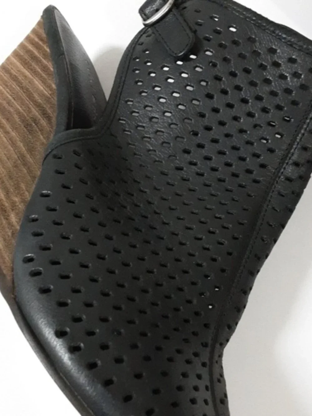 Lucky brand women leather sandals rozina cutout wedge perforated 9M vacation Y2K